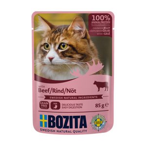 Bozita kousky v omáčce nebo želé kapsičky, 12 x 85 g - 15 % sleva! - kousky v želé kapsička hovězí