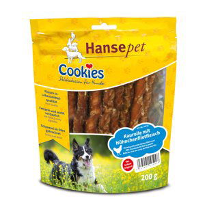 Hansepet snacky, 5 balení - 4 + 1 balení zdarma - Cookies Delikatess žvýkací rolka s kuřecími plátky  5 x 200 g