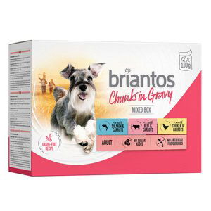 Briantos Chunks in Gravy 48 x 100 g - výhodné balení - míchané balení (kuřecí, hovězí, losos)