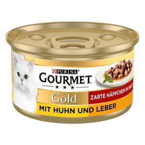 Gourmet Gold jemné kousky 12 x 85 g - kuře & játra