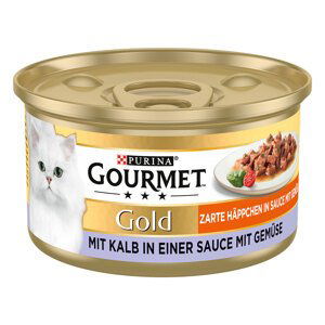 Gourmet Gold jemné kousky 12 x 85 g - telecí & zelenina