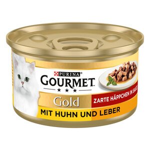 Gourmet Gold jemné kousky 48 x 85 g - kuře & játra