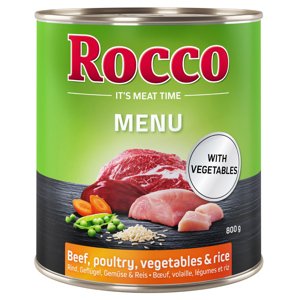 Rocco Menu 24 x 800 g - Hovězí, drůbeží, zelenina & rýže