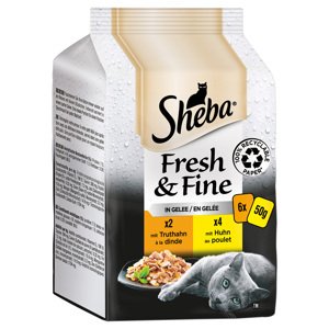 Sheba Fresh & Fine kapsičky 6 x 50 g - krocaní a kuřecí v želé