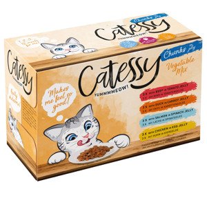 Mixpack Catessy kousky v želé s míchanou zeleninou - 12 x 100 g se 4 mi druhy