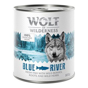 Výhodné balení: Wolf of Wilderness Adult 12 x 800 g - NOVÉ: Blue River - rybí