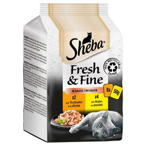 Megapack Sheba Fresh & Fine 12 x 50 g - kuřecí a krůtí v omáčce