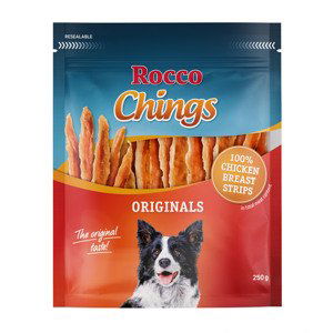 Rocco Chings sušené maso pro psy - Tyčinky z kuřecích prsíček 250 g