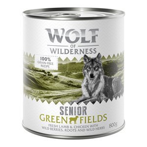 Výhodné balení: Wolf of Wilderness Senior 12 x 800 g - Green Fields - jehněčí & kuřecí
