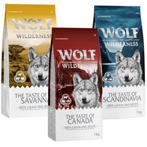 Wolf of Wilderness Adult  "The Taste Of" - míchané balení - Canada, Scandinavia, Mediterranean (3 x 1 kg)