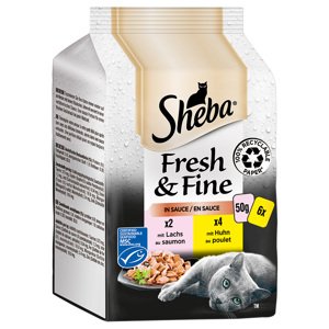 Výhodné balení 72 x 50 g Sheba Fresh & Fine - losos a kuře v omáčce