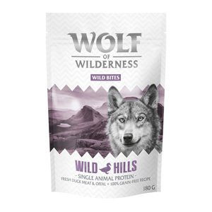 Výhodné balení Wolf of Wilderness Snack - Wild Bites 3 x 180 g - Wild Hills - kachní