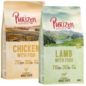 Míchané balení Purizon - bezobilné 2 x 400 g - Kuře & ryba a Jehněčí & ryba