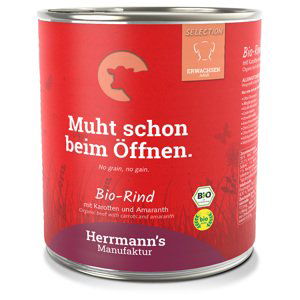 Herrmann's Menu Bio-Sensitive 6 × 800 g - Bio hovězí maso s bio mrkví a bio amarantem