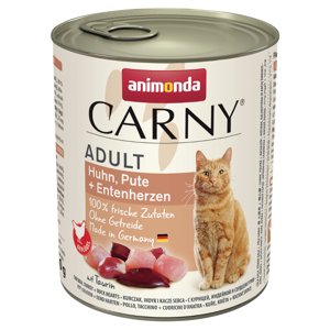 Megapack Animonda Carny Adult 24 x 800 g - Kachní srdíčka, kuřecí a krůtí