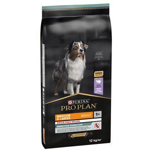 PURINA PRO PLAN Medium & Large Adult Sensitive Digestion Grain Free - Výhodné balení 2 x 12 kg