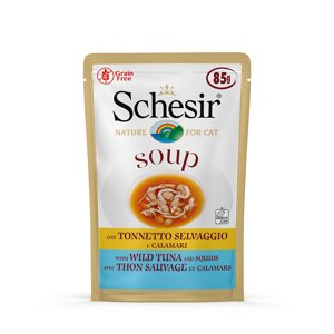 Schesir Cat Soup 6 x 85 g - divoký tuňák s chobotnicí