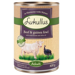 Lukullus Adult bez obilnin 6 x 400 g - hovězí & perlička