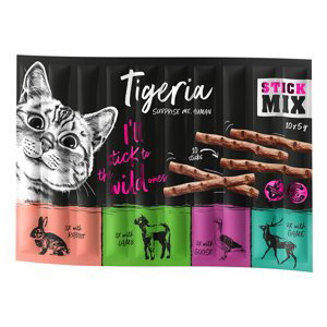 Tigeria Sticks 10 x 5 g - mix 2 (králičí, husí, jehněčí, zvěřina)
