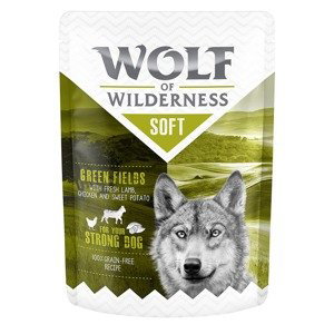 Wolf of Wilderness "Soft & Strong" 6 x 300 g - Green Fields - kuřecí a jehněčí