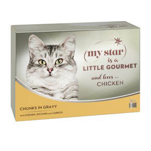 Výhodné balení My Star kousky v omáčce Gourmet 3 x 4 ks (12 x 85 g) - kuřecí, cuketa a mrkev