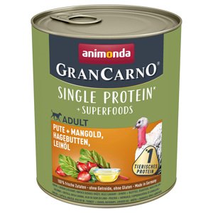 Animonda GranCarno Adult Superfoods 24 x 800 g - krůtí + mangold, šípek, lněný olej