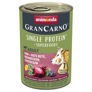 Animonda GranCarno Adult Superfoods 6 x 400 g - hovězí + červená řepa, ostružiny, pampeliška