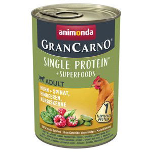 Animonda GranCarno Adult Superfoods 24 x 400 g - kuřecí + špenát, maliny, dýňová semínka