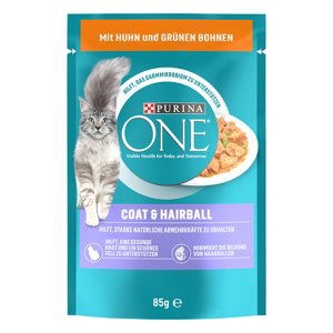 PURINA ONE Coat & Hairball - s kuřecím a zelenými fazolkami (26 x 85 g)