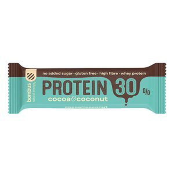 Bombus natural energy EXP 18.2.2024 Bombus Protein 30% 50 g dvouvrstvé tyčinky s vysokým obsahem bílkovin-cocoa coconut