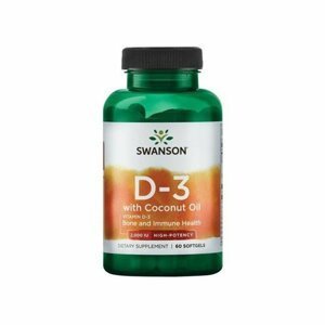Vitamín D3 s kokosovým olejem 60 tobolek 2000IU - Swanson