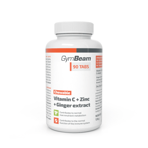 Gymbeam Vitamín C + Zinek + extrakt ze zázvoru, tablety na cucání 90 tablet