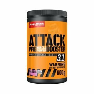 Body Attack Pre-Workout Booster 3.1 600 g, předtréninková směs s kofeinem Varianta: Černý rybíz