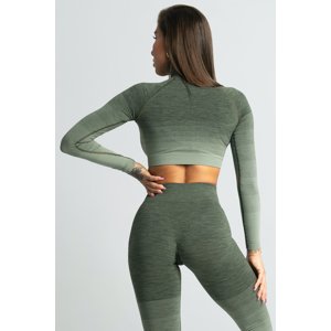 Gym Glamour Crop-Top Khaki Ombre Barva: Zelená, Velikost: S