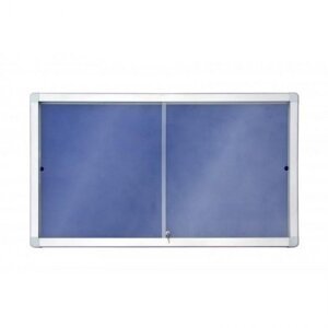 Horizontální vitrína s posuvnými dveřmi 141x70 cm (12xA4) modrý filc