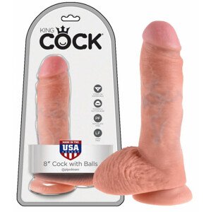 King Cock 8 dildo se semenníkmy (20 cm) - tělová barva