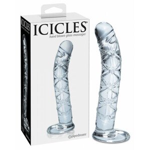 Icicles No. 60 - skleněné dildo se síťovaným penisem (průsvitné)