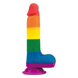 Lovetoy Prider - realistické dildo s varlaty - 20 cm (duhové)