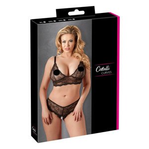 Cottelli Plus Size - krajkový dvojkomplet (černý) - XXL