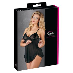 Cottelli - nařasený babydoll (černý) - L