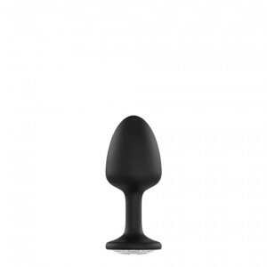 Dorcel Geisha Plug Diamond M - anální dildo s bílým kamenem (černé)