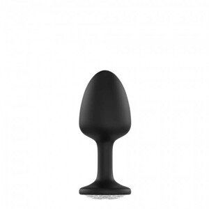 Dorcel Geisha Plug Diamond L - anální dildo s bílým kamenem (černé)