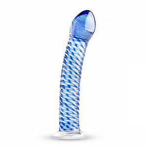 Gildo Glass No. 5 - spirálové skleněné dildo (průsvitné modré)