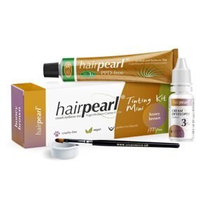 HairPearl Cosmetics Tinting Kit Mini PPD Free - set pro barevné obočí, řas nebo brady 3.1 - světle hnědá / Honey Brown