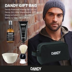 DANDY Gift Bag - gel na holení, 100 ml + sérum po holení, 100 ml + miska + štětka + toaletní taška