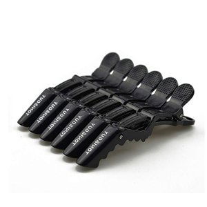 Sibel Hair Clip Croco - pevné klipsy na vlasy, 11 cm, 6 ks, Černé