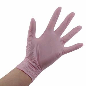Style Strawberry Nitrile Gloves Powder Free - jednorázové nitrilové rukavice bezpudrové, pastelově růžové, 100 ks S - small