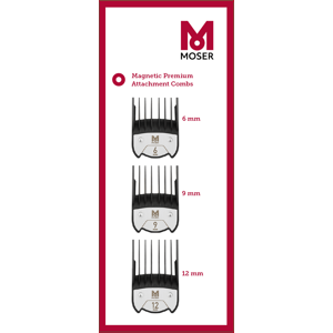 Moser 1801-7020 Magnetic Premium Attachment Combs - náhradní magnetické nástavce: 6, 9, 12 mm (3ks)