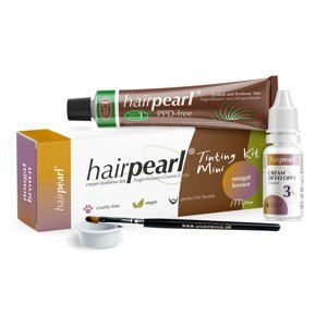 HairPearl Cosmetics Tinting Kit Mini PPD Free - set pro barevné obočí, řas nebo brady 3 - natural brown / nougat brown