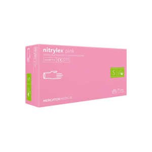 Mercator Medical Nitrylex PINK Nitrile Examination & Protective Gloves - jednorázové nitrilové rukavice bezpudrové růžové, 100 ks S-Small